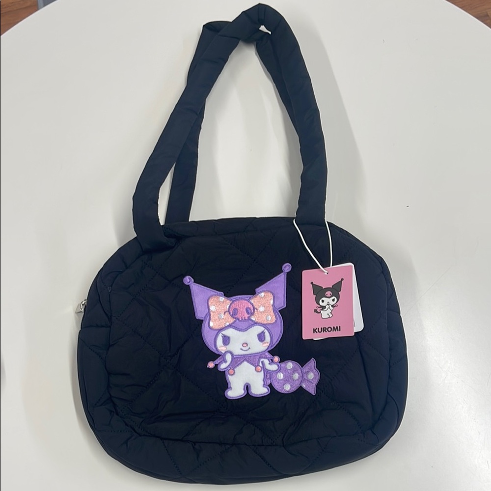 Black Quilted Bag with Kuromi Patch